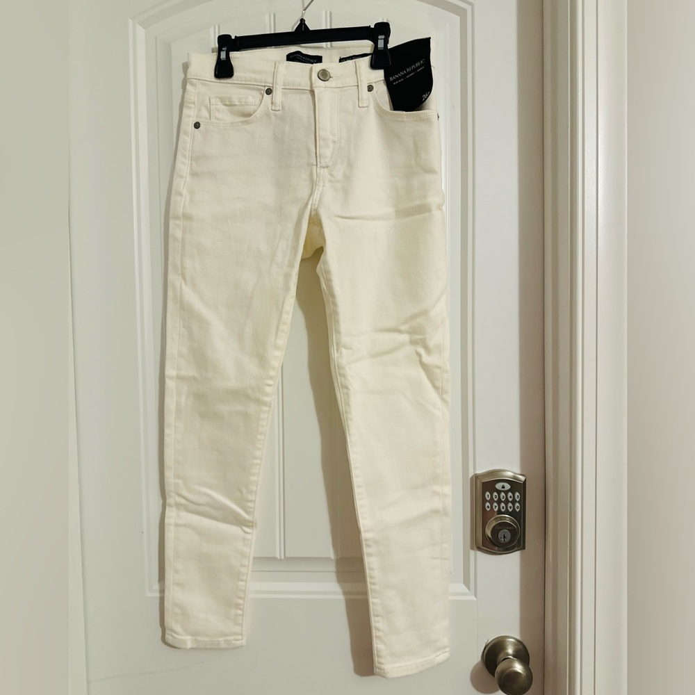 Great Banana Republic size 26 P white skinny mid rise ankle jeans new